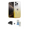 MARSİLYAN™- iPhone 15 Pro Kılıf Eksen Minimal Özel Seri - Şeffaf Royal Nano Ekran Koruyucu + Raze Metal Kamera Lens - GS
