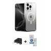 MARSİLYAN™- iPhone 15 Pro Kılıf Eksen Minimal Özel Seri - Şeffaf Royal Nano Ekran Koruyucu + Raze Metal Kamera Lens - TMGI