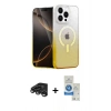 MARSİLYAN™- iPhone 15 Pro Kılıf Eksen Minimal Özel Seri - Şeffaf Royal Nano Ekran Koruyucu + Raze Metal Kamera Lens - TMGI
