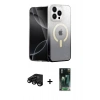 MARSİLYAN™- iPhone 15 Pro Kılıf Eksen Minimal Özel Seri - Siyah 360 Mat Full Body Arka Koruyucu + Raze Metal Kamera Lens - SH