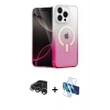 MARSİLYAN™- iPhone 15 Pro Kılıf Eksen Minimal Özel Seri - Siyah 3D Antistatik Cam Ekran Koruyucu + Raze Metal Kamera Lens - GS