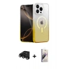 MARSİLYAN™- iPhone 15 Pro Kılıf Eksen Minimal Özel Seri - Siyah Bilvis 3D Mat Cam Ekran Koruyucu + Raze Metal Kamera Lens - SH