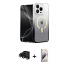MARSİLYAN™- iPhone 15 Pro Kılıf Eksen Minimal Özel Seri - Siyah Bilvis 3D Mat Cam Ekran Koruyucu + Raze Metal Kamera Lens - SH
