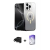 MARSİLYAN™- iPhone 15 Pro Kılıf Eksen Minimal Özel Seri - Siyah Bilvis 5in1 3D Magic Cam Ekran Koruyucu + Raze Metal Kamera Lens - SH