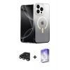 MARSİLYAN™- iPhone 15 Pro Kılıf Eksen Minimal Özel Seri - Siyah Bilvis 5in1 3D Magic Cam Ekran Koruyucu + Raze Metal Kamera Lens - TMGI