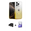MARSİLYAN™- iPhone 15 Pro Kılıf Eksen Minimal Özel Seri - Siyah Bilvis 5in1 5D Magic Hayalet Cam Ekran Koruyucu + Titanyum Gri Raze Metal Kamera Lens
