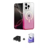 MARSİLYAN™- iPhone 15 Pro Kılıf Eksen Minimal Özel Seri - Siyah Bilvis 5in1 5D Magic Hayalet Cam Ekran Koruyucu + Titanyum Gri Raze Metal Kamera Lens