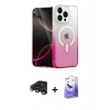 MARSİLYAN™- iPhone 15 Pro Kılıf Eksen Minimal Özel Seri - Siyah Bilvis 5in1 5D Magic Hayalet Cam Ekran Koruyucu + Lacivert Raze Metal Kamera Lens