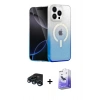 MARSİLYAN™- iPhone 15 Pro Kılıf Eksen Minimal Özel Seri - Siyah Bilvis 5in1 5D Magic Hayalet Cam Ekran Koruyucu + Lacivert Raze Metal Kamera Lens