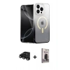 MARSİLYAN™- iPhone 15 Pro Kılıf Eksen Minimal Özel Seri - Siyah Bilvis Hayalet Cam Ekran Koruyucu + Raze Metal Kamera Lens - SH