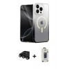 MARSİLYAN™- iPhone 15 Pro Kılıf Eksen Minimal Özel Seri - Siyah Bilvis Hayalet Cam Ekran Koruyucu + Siyah Raze Metal Kamera Lens