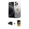 MARSİLYAN™- iPhone 15 Pro Kılıf Eksen Minimal Özel Seri - Siyah Buffer Cam Ekran Koruyucu + Raze Metal Kamera Lens - TMGI