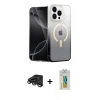 MARSİLYAN™- iPhone 15 Pro Kılıf Eksen Minimal Özel Seri - Siyah Polymer Nano Ekran Koruyucu + Raze Metal Kamera Lens - TMGI