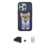 MARSİLYAN™- iPhone 15 Pro Kılıf İz Minimal Koleksiyonu - Siyah Bilvis 0.18mm Plus Cam Ekran Koruyucu + Raze Metal Kamera Lens - LT
