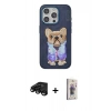 MARSİLYAN™- iPhone 15 Pro Kılıf İz Minimal Koleksiyonu - Siyah Bilvis 3D Cam Ekran Koruyucu + Raze Metal Kamera Lens - SH