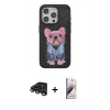 MARSİLYAN™- iPhone 15 Pro Kılıf İz Minimal Koleksiyonu - Siyah Bilvis 3D Mat Cam Ekran Koruyucu + Raze Metal Kamera Lens - TMGI