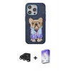 MARSİLYAN™- iPhone 15 Pro Kılıf İz Minimal Koleksiyonu - Siyah Bilvis 5in1 3D Magic Cam Ekran Koruyucu + Raze Metal Kamera Lens - TMGI