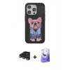 MARSİLYAN™- iPhone 15 Pro Kılıf İz Minimal Koleksiyonu - Siyah Bilvis 5in1 5D Magic Hayalet Cam Ekran Koruyucu + Raze Metal Kamera Lens - LT