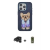 MARSİLYAN™- iPhone 15 Pro Kılıf İz Minimal Koleksiyonu - Siyah Joko Magic 5D Hayalet Cam + Gümüş Raze Metal Kamera Lens