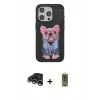 MARSİLYAN™- iPhone 15 Pro Kılıf İz Minimal Koleksiyonu - Siyah Joko Magic 5D Hayalet Cam + Gümüş Raze Metal Kamera Lens