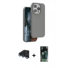 MARSİLYAN™- iPhone 15 Pro Kılıf Kıvılcım Çizgi Serisi - Şeffaf 360 Full Body Arka Koruyucu + Raze Metal Kamera Lens - LT