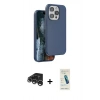 MARSİLYAN™- iPhone 15 Pro Kılıf Kıvılcım Çizgi Serisi - Şeffaf Pasifik Cam Ekran Koruyucu + Raze Metal Kamera Lens - GS