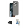 MARSİLYAN™- iPhone 15 Pro Kılıf Kıvılcım Çizgi Serisi - Şeffaf Royal Nano Ekran Koruyucu + Raze Metal Kamera Lens - TMGI