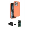 MARSİLYAN™- iPhone 15 Pro Kılıf Kıvılcım Çizgi Serisi - Siyah 360 Mat Full Body Arka Koruyucu + Raze Metal Kamera Lens - SH