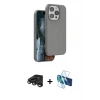 MARSİLYAN™- iPhone 15 Pro Kılıf Kıvılcım Çizgi Serisi - Siyah 3D Antistatik Cam Ekran Koruyucu + Raze Metal Kamera Lens - TMGI