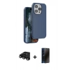 MARSİLYAN™- iPhone 15 Pro Kılıf Kıvılcım Çizgi Serisi - Siyah 3D Antistatik Hayalet Cam Ekran Koruyucu + Raze Metal Kamera Lens - SH
