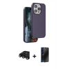 MARSİLYAN™- iPhone 15 Pro Kılıf Kıvılcım Çizgi Serisi - Siyah 3D Antistatik Hayalet Cam Ekran Koruyucu + Raze Metal Kamera Lens - SH