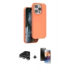 MARSİLYAN™- iPhone 15 Pro Kılıf Kıvılcım Çizgi Serisi - Siyah 3D Antistatik Mat Seramik Nano Ekran Koruyucu + Raze Metal Kamera Lens - GS