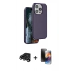 MARSİLYAN™- iPhone 15 Pro Kılıf Kıvılcım Çizgi Serisi - Siyah 3D Antistatik Mat Seramik Nano Ekran Koruyucu + Raze Metal Kamera Lens - TMGI