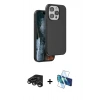 MARSİLYAN™- iPhone 15 Pro Kılıf Kıvılcım Çizgi Serisi - Siyah 3D Antistatik Seramik Nano Ekran Koruyucu + Raze Metal Kamera Lens - TMGI