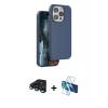MARSİLYAN™- iPhone 15 Pro Kılıf Kıvılcım Çizgi Serisi - Siyah 3D Antistatik Seramik Nano Ekran Koruyucu + Raze Metal Kamera Lens - LT