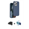 MARSİLYAN™- iPhone 15 Pro Kılıf Kıvılcım Çizgi Serisi - Siyah 3D Antistatik Seramik Nano Ekran Koruyucu + Raze Metal Kamera Lens - TMGI