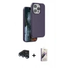 MARSİLYAN™- iPhone 15 Pro Kılıf Kıvılcım Çizgi Serisi - Siyah Bilvis 3D Mat Cam Ekran Koruyucu + Raze Metal Kamera Lens - LT