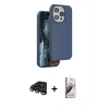 MARSİLYAN™- iPhone 15 Pro Kılıf Kıvılcım Çizgi Serisi - Siyah Bilvis 3D Mat Cam Ekran Koruyucu + Raze Metal Kamera Lens - TMGI