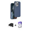 MARSİLYAN™- iPhone 15 Pro Kılıf Kıvılcım Çizgi Serisi - Siyah Bilvis 5in1 3D Magic Cam Ekran Koruyucu + Raze Metal Kamera Lens - TMGI