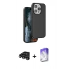 MARSİLYAN™- iPhone 15 Pro Kılıf Kıvılcım Çizgi Serisi - Siyah Bilvis 5in1 3D Magic Cam Ekran Koruyucu + Raze Metal Kamera Lens - TMGI