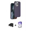 MARSİLYAN™- iPhone 15 Pro Kılıf Kıvılcım Çizgi Serisi - Siyah Bilvis 5in1 3D Magic Cam Ekran Koruyucu + Raze Metal Kamera Lens - TMGI