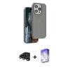 MARSİLYAN™- iPhone 15 Pro Kılıf Kıvılcım Çizgi Serisi - Siyah Bilvis 5in1 3D Magic Cam Ekran Koruyucu + Raze Metal Kamera Lens - TMGI