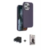 MARSİLYAN™- iPhone 15 Pro Kılıf Kıvılcım Çizgi Serisi - Siyah Bilvis Hayalet Cam Ekran Koruyucu + Raze Metal Kamera Lens - LT