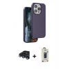 MARSİLYAN™- iPhone 15 Pro Kılıf Kıvılcım Çizgi Serisi - Siyah Bilvis Hayalet Cam Ekran Koruyucu + Raze Metal Kamera Lens - LT