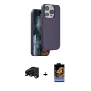 MARSİLYAN™- iPhone 15 Pro Kılıf Kıvılcım Çizgi Serisi - Siyah Buffer Hayalet Cam Ekran Koruyucu + Raze Metal Kamera Lens - SH