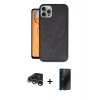 MARSİLYAN™- iPhone 15 Pro Kılıf Kıvılcım Işık Serisi - Siyah 3D Antistatik Hayalet Cam Ekran Koruyucu + Raze Metal Kamera Lens - GS