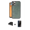 MARSİLYAN™- iPhone 15 Pro Kılıf Kıvılcım Işık Serisi - Siyah 3D Antistatik Hayalet Cam Ekran Koruyucu + Raze Metal Kamera Lens - GS