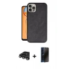 MARSİLYAN™- iPhone 15 Pro Kılıf Kıvılcım Işık Serisi - Siyah 3D Antistatik Hayalet Cam Ekran Koruyucu + Raze Metal Kamera Lens - TMGI