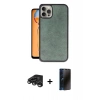 MARSİLYAN™- iPhone 15 Pro Kılıf Kıvılcım Işık Serisi - Siyah 3D Antistatik Hayalet Cam Ekran Koruyucu + Raze Metal Kamera Lens - TMGI