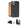 MARSİLYAN™- iPhone 15 Pro Kılıf Kıvılcım Işık Serisi - Siyah 3D Antistatik Mat Seramik Nano Ekran Koruyucu + Raze Metal Kamera Lens - LT